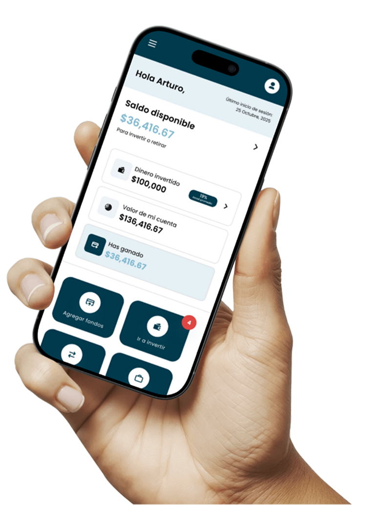 Mano sosteniendo app